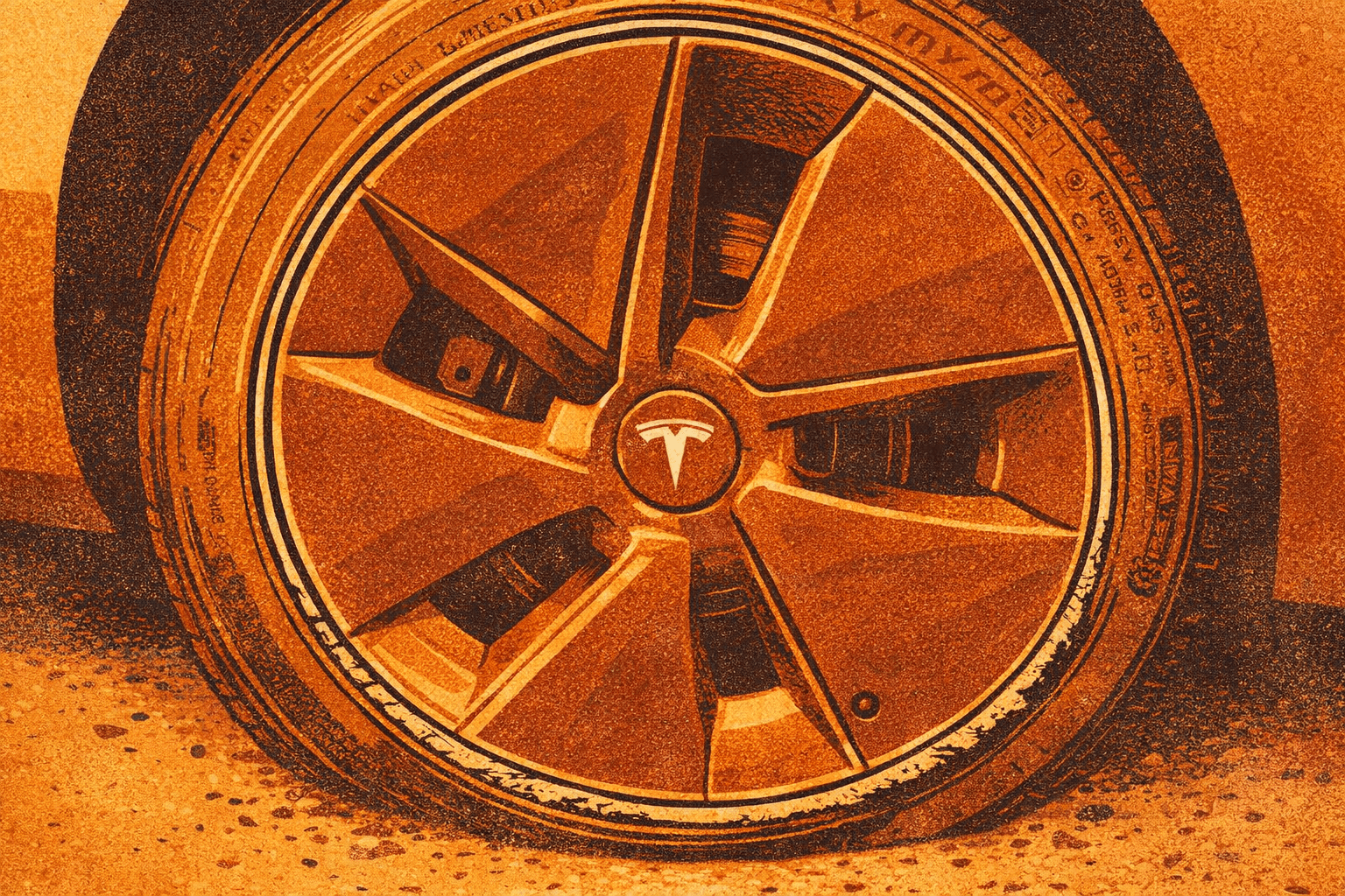 Curb rash on a Tesla Model 3 wheel