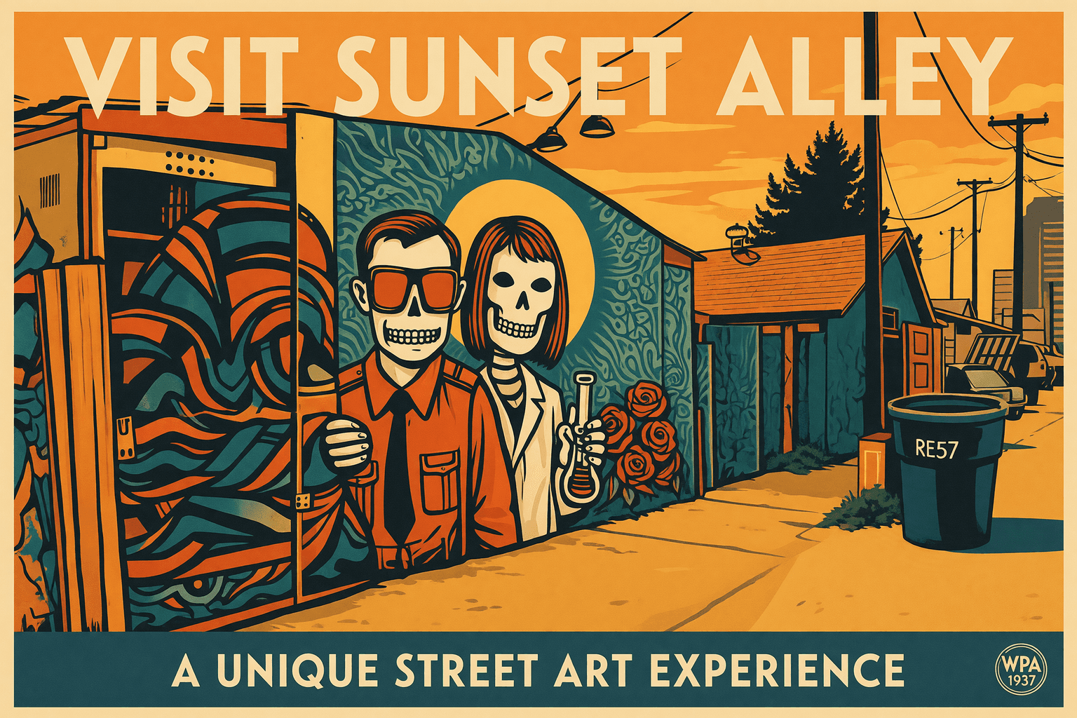 Murales coloridos y arte callejero en Roosevelt Row, downtown Phoenix