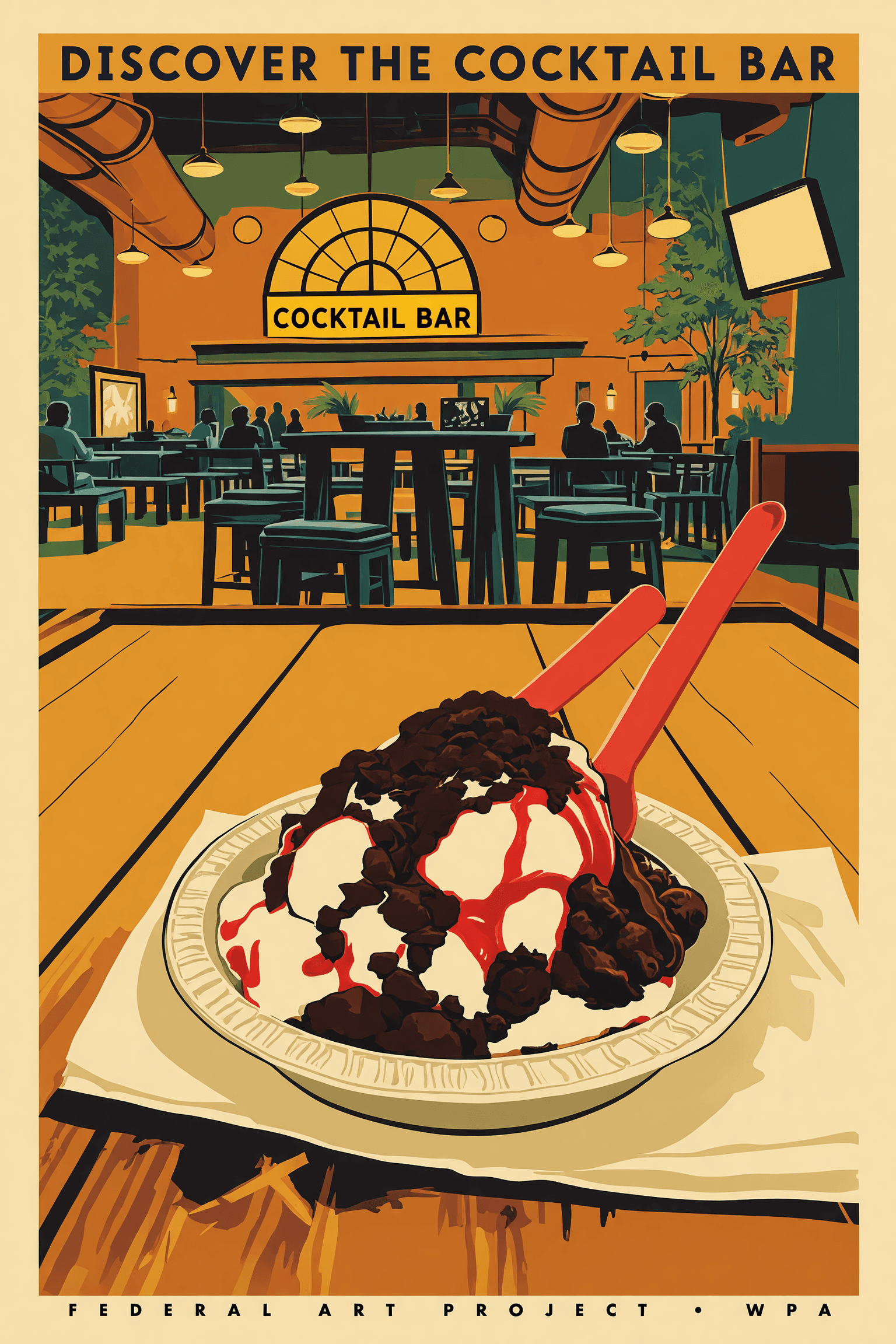 Deep-dish skillet cookie de Scookie Bar con helado de vainilla derritiéndose