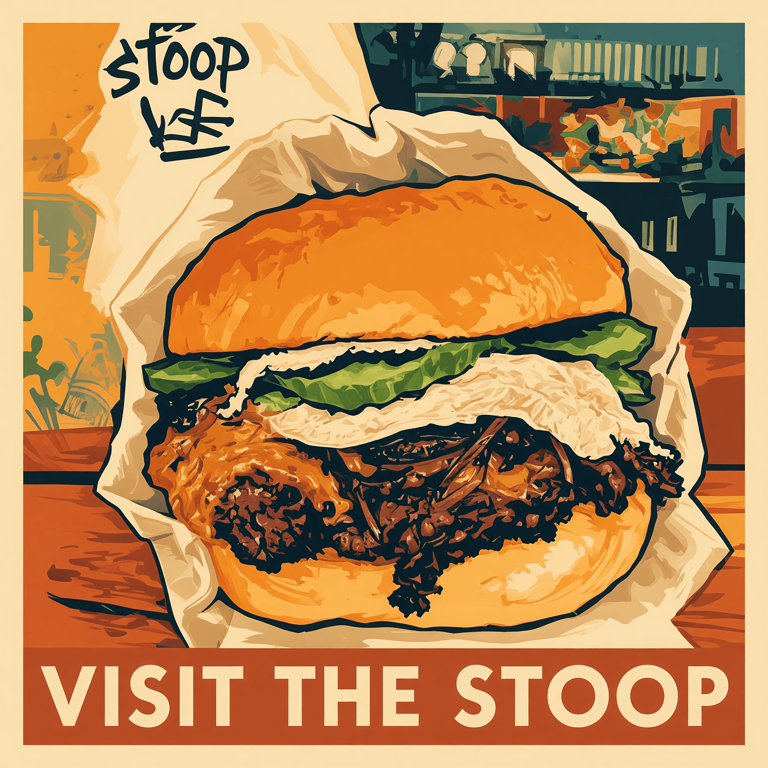 Smash burger doble de Stoop Kid con queso fundido y bordes crujientes
