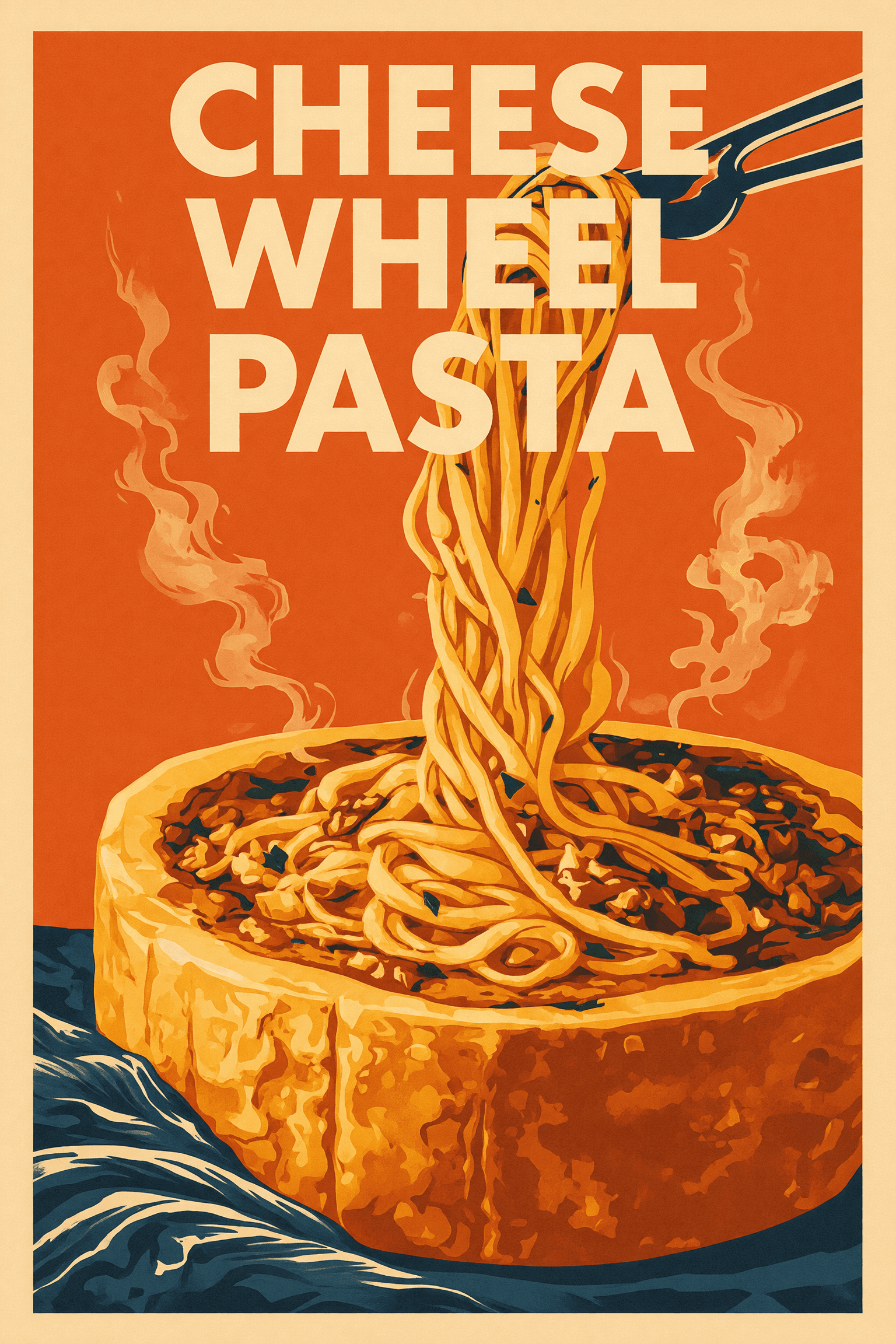 Pasta con langosta preparada dentro de una rueda de parmesano en Cheese Wheel Pasta