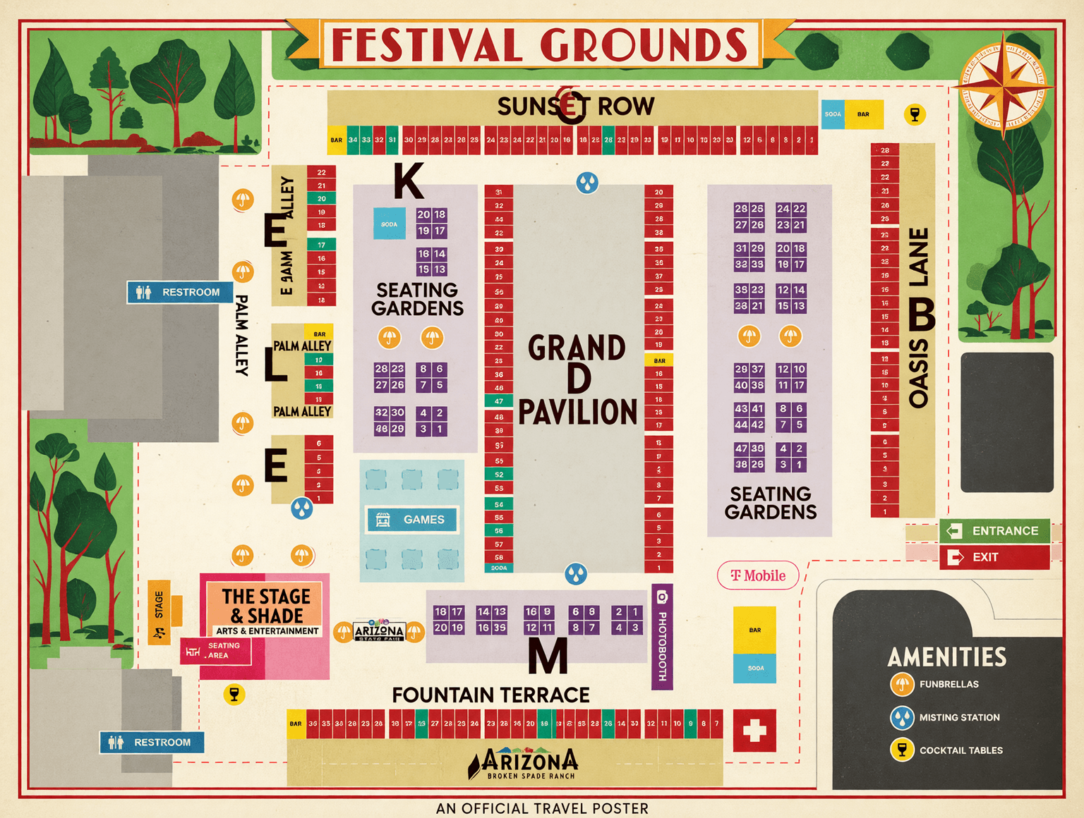 Mapa del evento Foodieland Phoenix con ubicación de todos los vendors