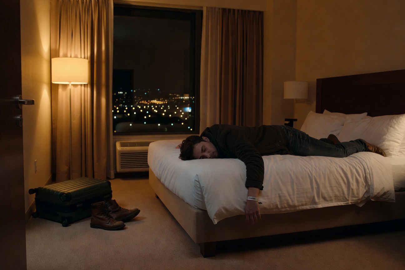 The hotel sanctuary -- AC, clean sheets, and silence