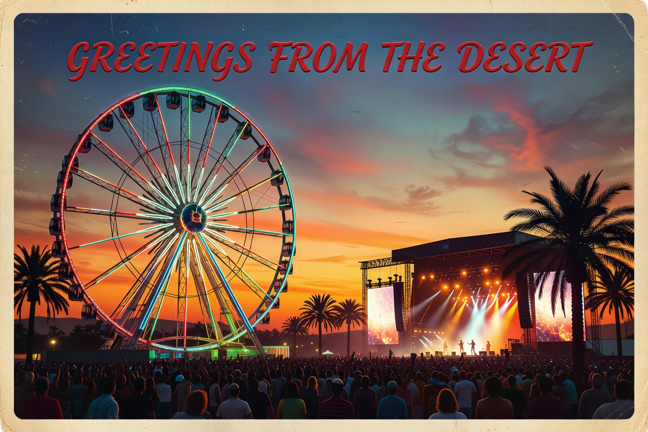 Greetings from the desert -- the Ferris wheel at sunset