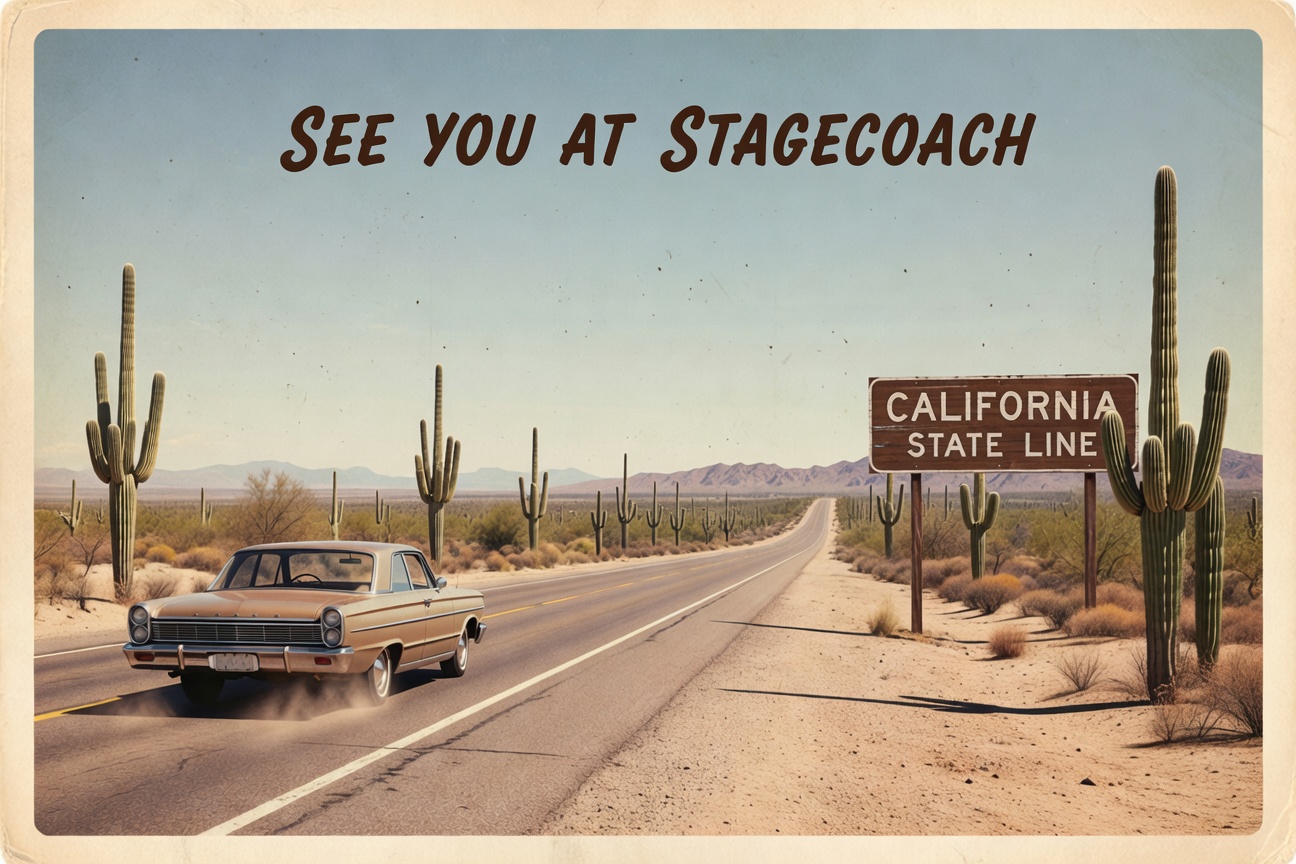 The road to Stagecoach -- I-10 West through the desert