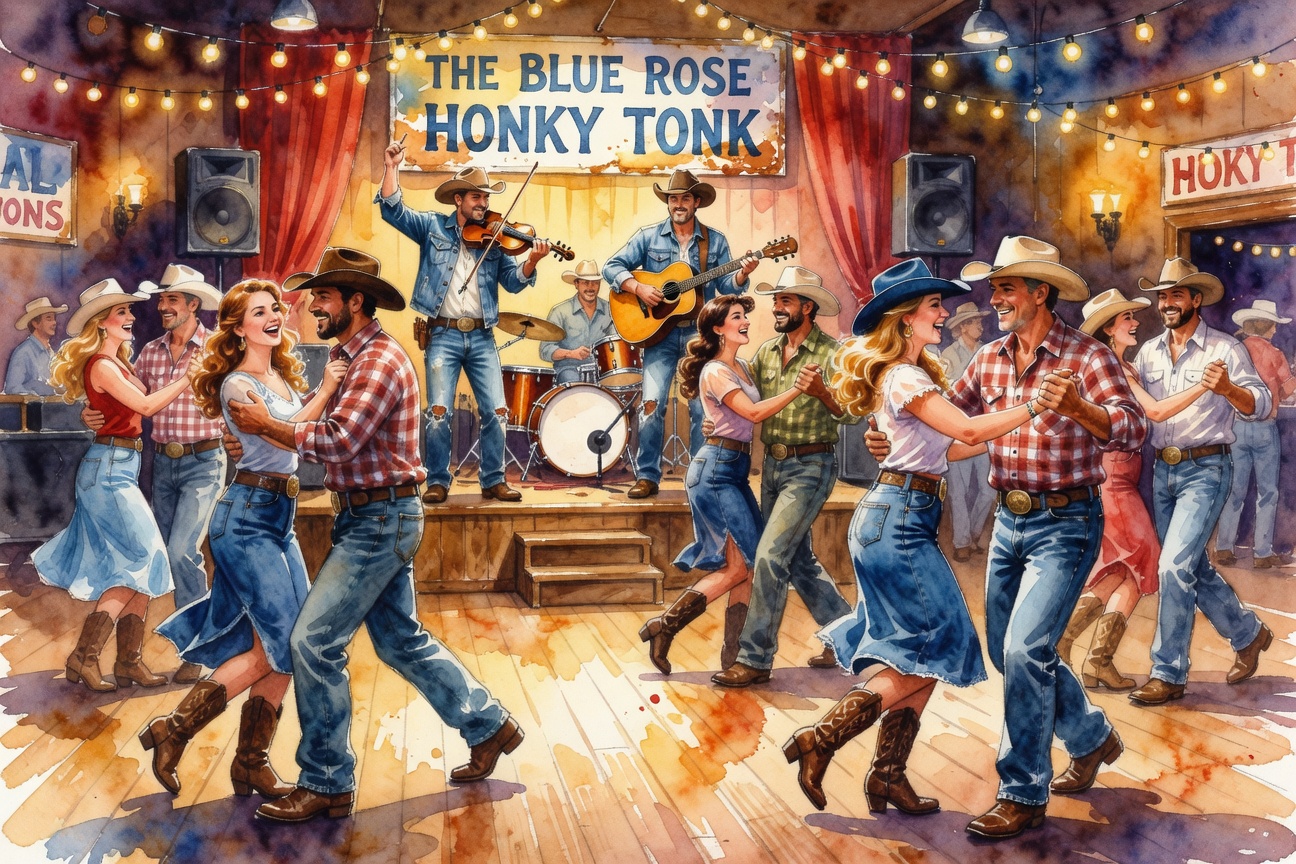 Line dancing at the Honky Tonk -- just say yes